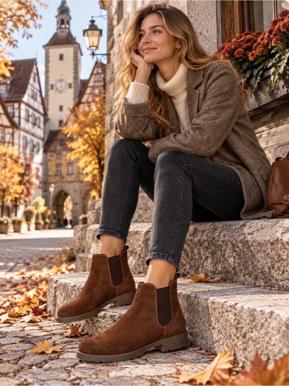ASOS Brown Ankle Boots with Chunky Heel and Elastic Panels 🤎🤎